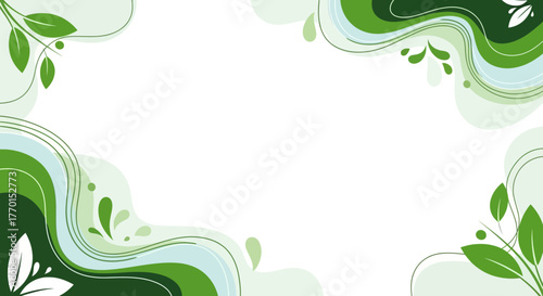 Vibrant Green Leaves and Organic Shapes Nature Background.