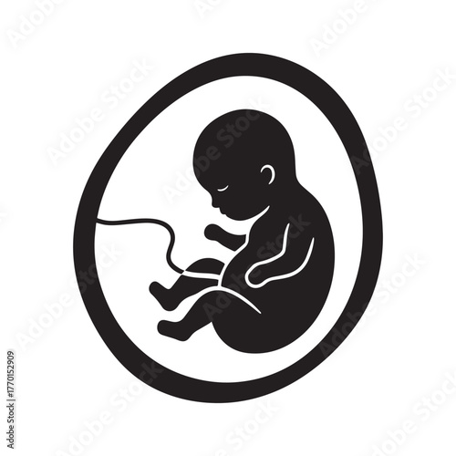 Minimalist black and white icon symbolizing the fragile beauty of early human life. 