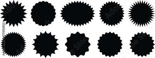 Blank sale price tags vector. Sale stickers, discount promotional badges, price tags. Starburst sale badges isolated background