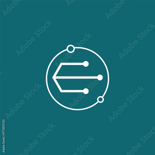 letter E circuit concept logo design vector template