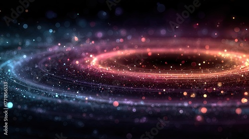 Abstract blue nebula in a dark night sky with bright stars and a distant galaxy light