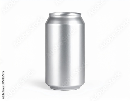 白背景に一個のシルバーの無地の缶	