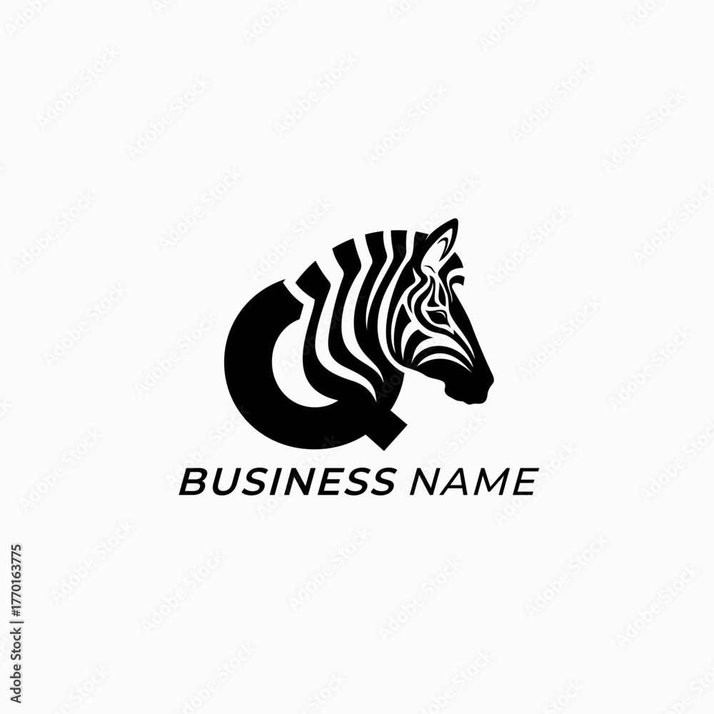 Fototapeta premium design logo combine letter Q and zebra