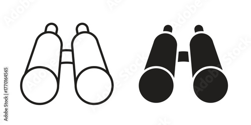 Binoculars icon in line design. Simple icon vector