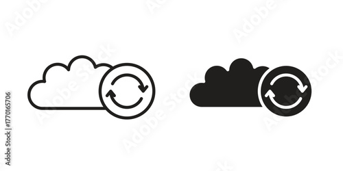 Cloud sync icon in line design. Simple icon vector