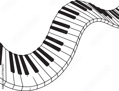 Abstract musical wave piano keyboard design flowing through space creating a melodious visual symphony for creative projects vector