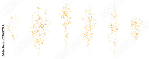 Orange carbonated water with gold bubbles.