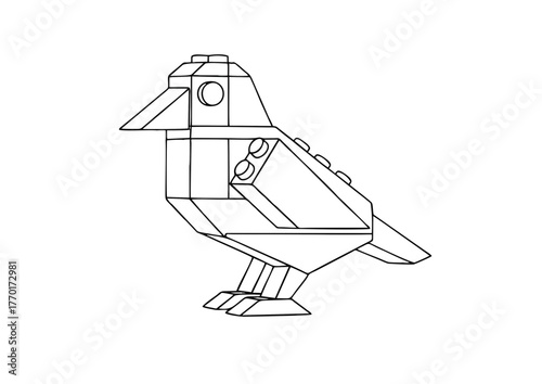 Line Art Geometric Bird Minimalist Illustration for Children