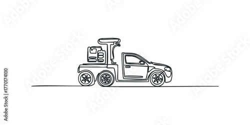 Line drawing of utility truck with equipment