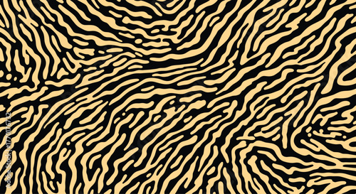 Abstract organic striped pattern in black and tan, resembling natural animal skin or a unique topographical texture.