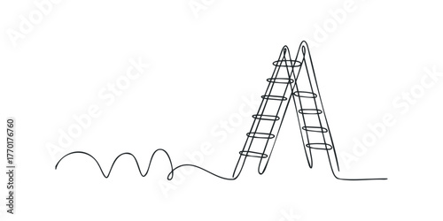 Two Ladders in Abstract Minimalist Line Art Style