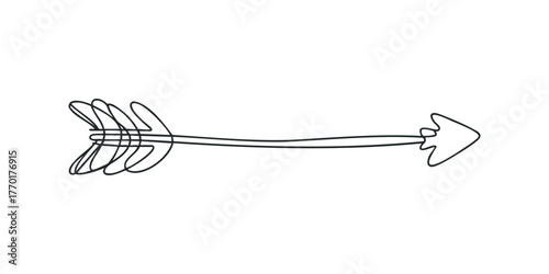 Abstract arrow line drawing on white background