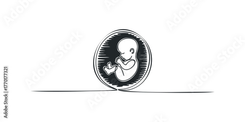 Human fetus in amniotic sac artistic depiction
