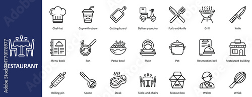 Restaurant line icons set food service | Restaurant Icon Set