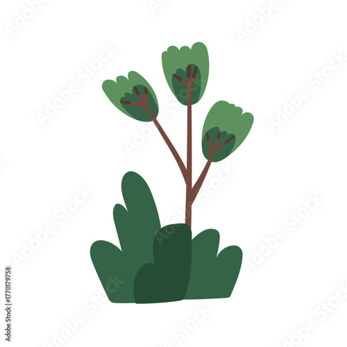 Tree, grass, bush, green plants for park decoration. Abstract nature, greener...