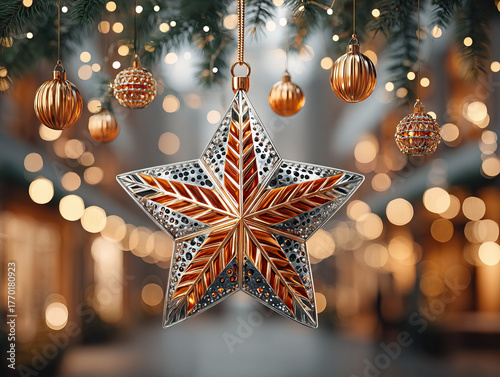 a shiny Christmas silver star