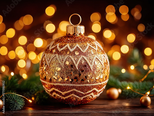 a shiny gold Christmas ball