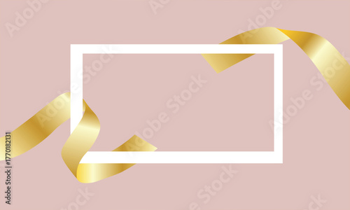 White frame with golden ribbon
