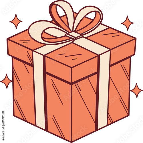 Gift box with ribbon and sparkles celebration present surprise birthday vector