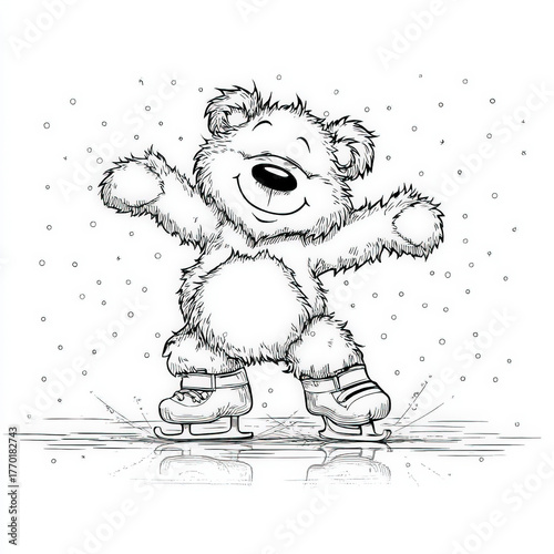 Bear on Ice Skates, colorin...