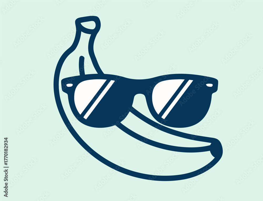 Fototapeta premium Cool Banana Vector – Stylized Fruit Icon with Sunglasses and Bold Personality