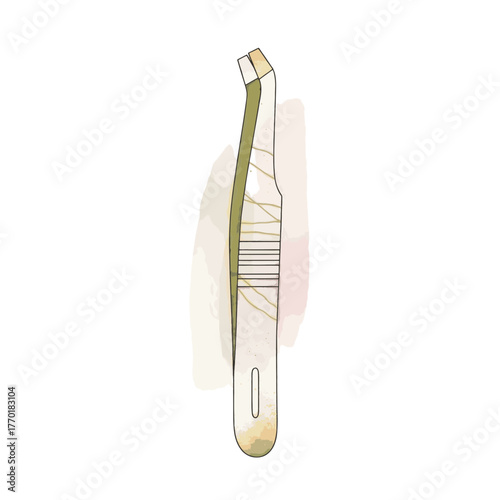 Flat vector style illustration of eyebrow tweezers. Beauty and grooming cosmetic tool. Hand-drawn artistic graphic isolated on transparent background