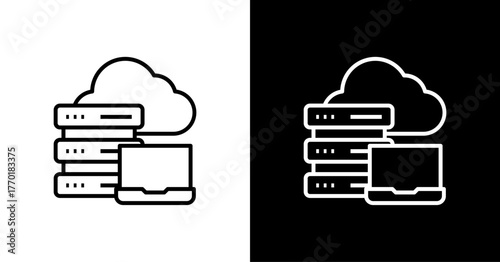 Data Center White Icon Set Design