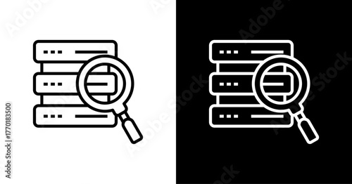 Data Searching White Icon Set Design