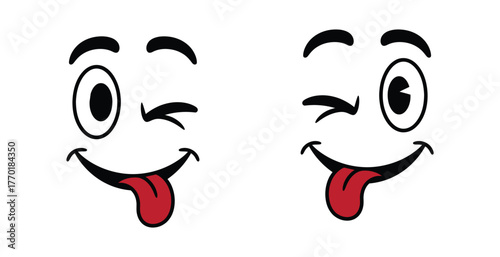 Playful cartoon face with winking eye and tongue out expression