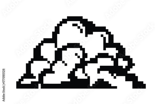 Cloud Smoke Pixel Art Vapor Pixelated Isolated on White Background Icon