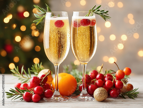 toast with Christmas champagne