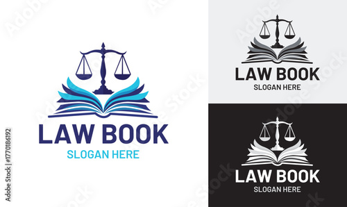 Law Book Logo – Professional Legal Firm, Attorney, and Justice Branding Design