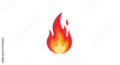 A vibrant and stylized illustration of a single flame icon, featuring gradients of red, orange, and yellow on a white background, representing heat and energy.