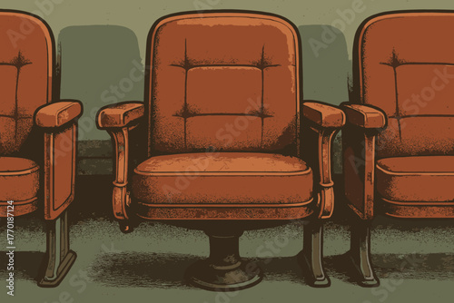 Seats vector details standing worn illustration vintage single cinema brass chair