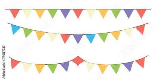Triangle party bunting border, festive flag garland