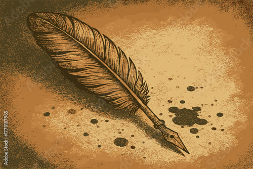 Around tablecloth textures pen vintage retro feather lighting nostalgic illustration vector