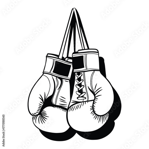 Hanging Boxing Gloves Illustration
