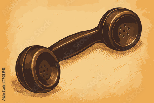 Retro scratches nostalgic vector receiver illustration phone vintage warm bakelite glossy