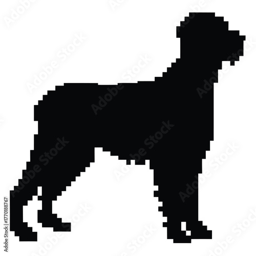 Elegant Dog Silhouette Art with Decorative on White Background