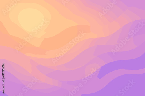 Highlights orange vector soft dreamy morning waves illustration light lavender gradient