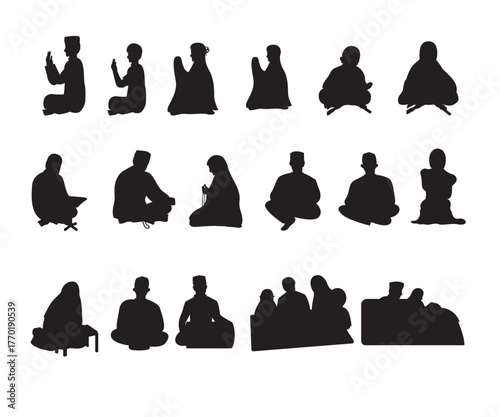 Vector people character pose silhouette illustration compilation