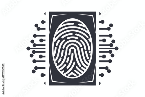 Fingerprint Digital Identity Icon Security Biometric Scanner Data on White