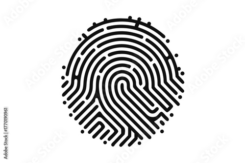 Fingerprint in Black on White Background Modern Design