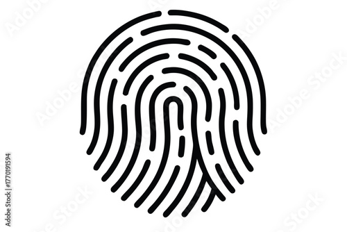 Fingerprint with Circular Ridges on White Background Security Concept