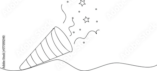 Party Popper Exploding Confetti Stars and Streamers