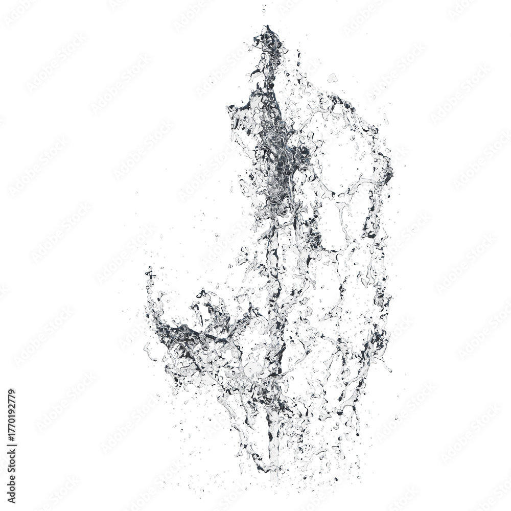 Fototapeta premium Fountain clear water isolated transparent background 3d rendering