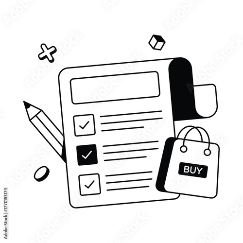 Product checklist for organized buying Vector Icons
