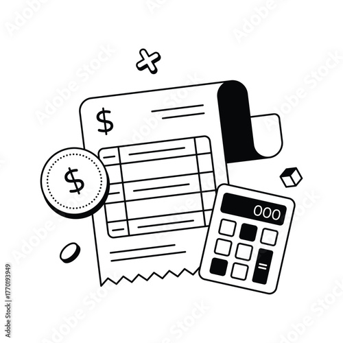 Purchase invoice and billing document Vector Icons
