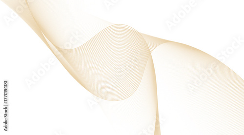 Subtle golden waves gracefully curve and intertwine against a clean white backdrop, showcasing a delicate and fluid motion with a minimalist and elegant aesthetic.