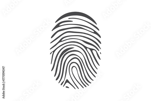 Gray Unique Fingerprint on White Background. Security Icon